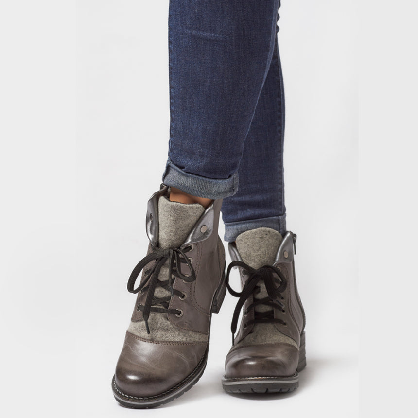 Karissa Burel Scrunched Leather & Suede Boot