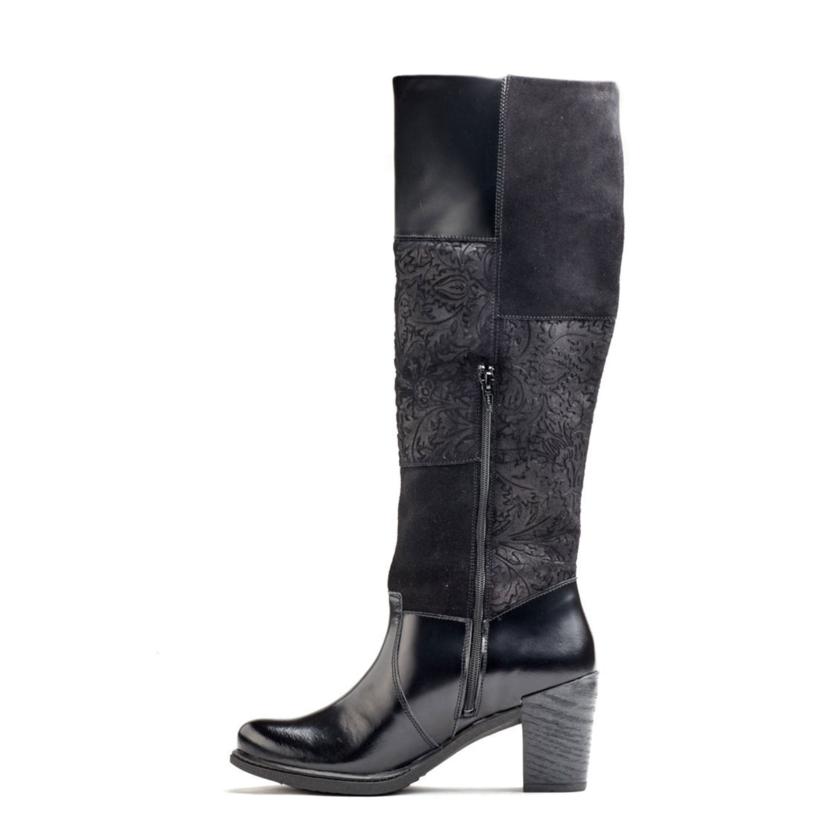 Geneva High Riding Leather & Suede Boot