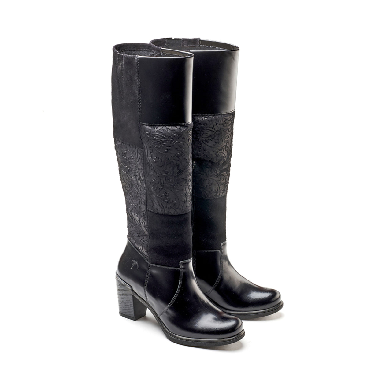 Geneva High Riding Leather & Suede Boot