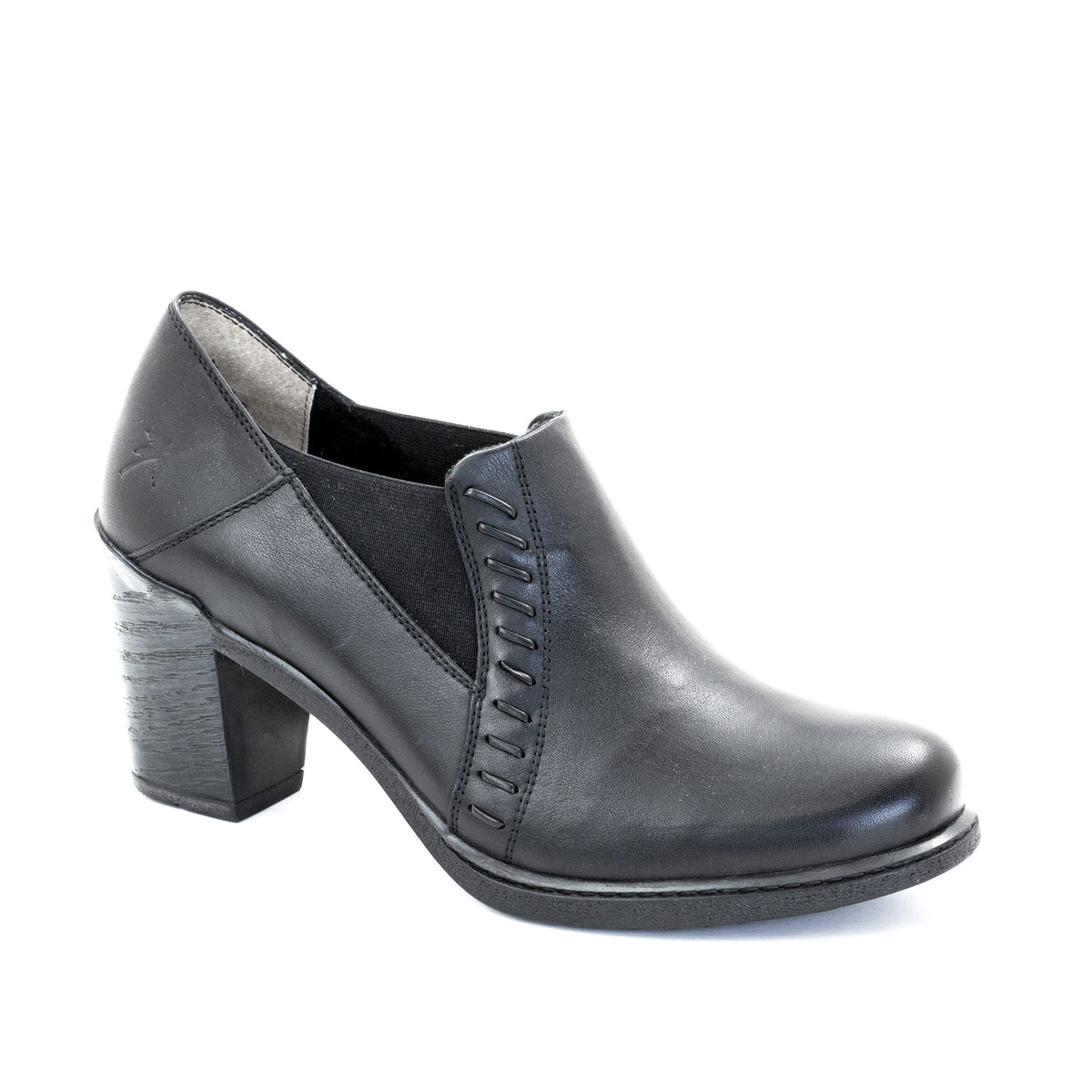 Gina Mid-Heel Leather Pump