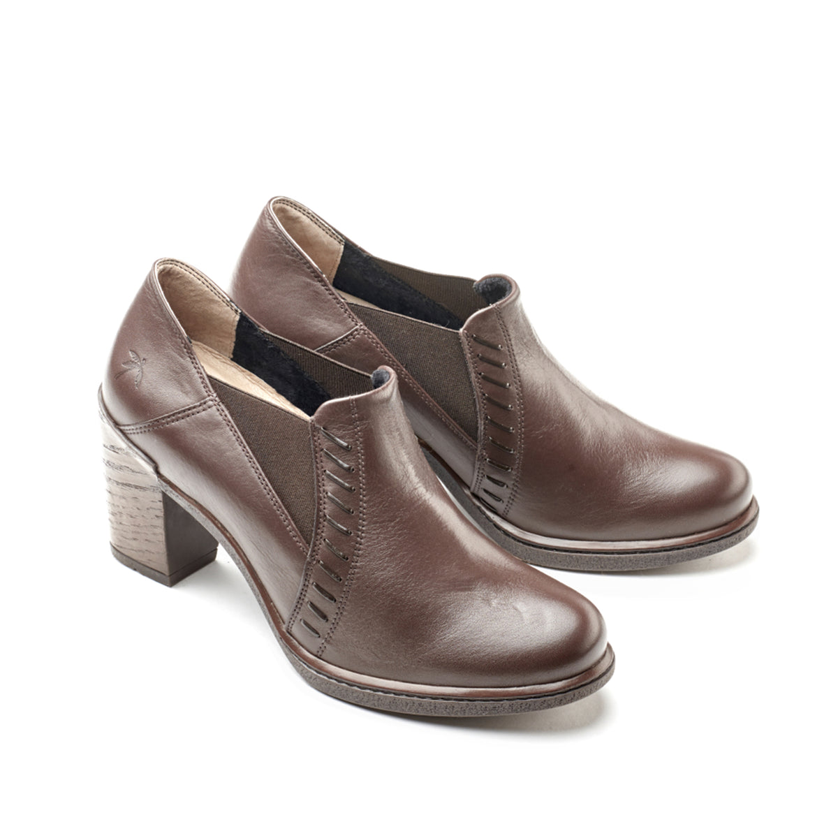 Gina Mid-Heel Leather Pump