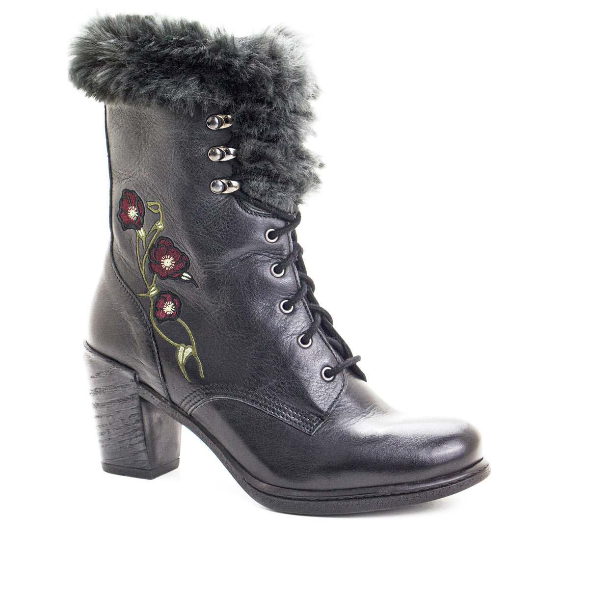 Goldie Leather Mid-Heel Boot