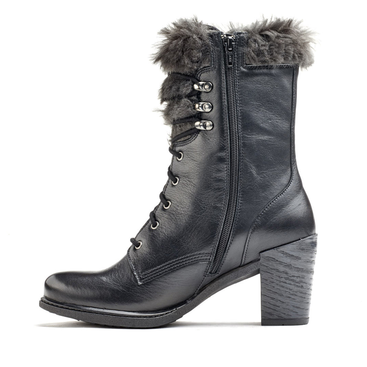 Goldie Leather Mid-Heel Boot