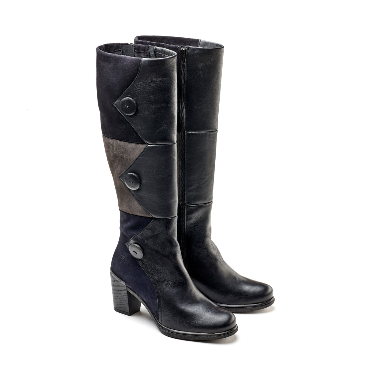 Gwyneth High Riding Leather & Suede Boot