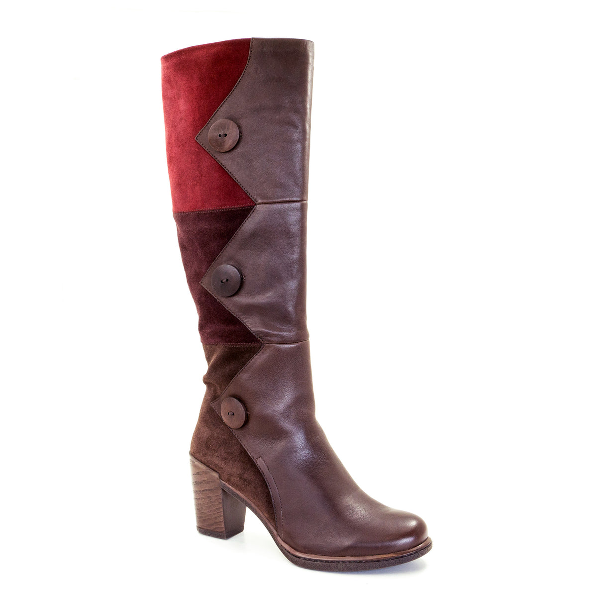 Gwyneth High Riding Leather & Suede Boot