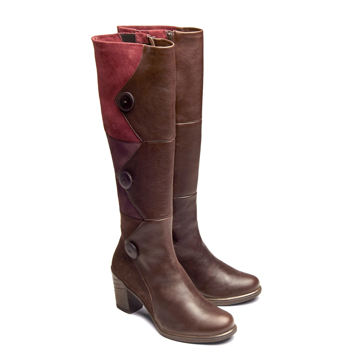Gwyneth High Riding Leather & Suede Boot