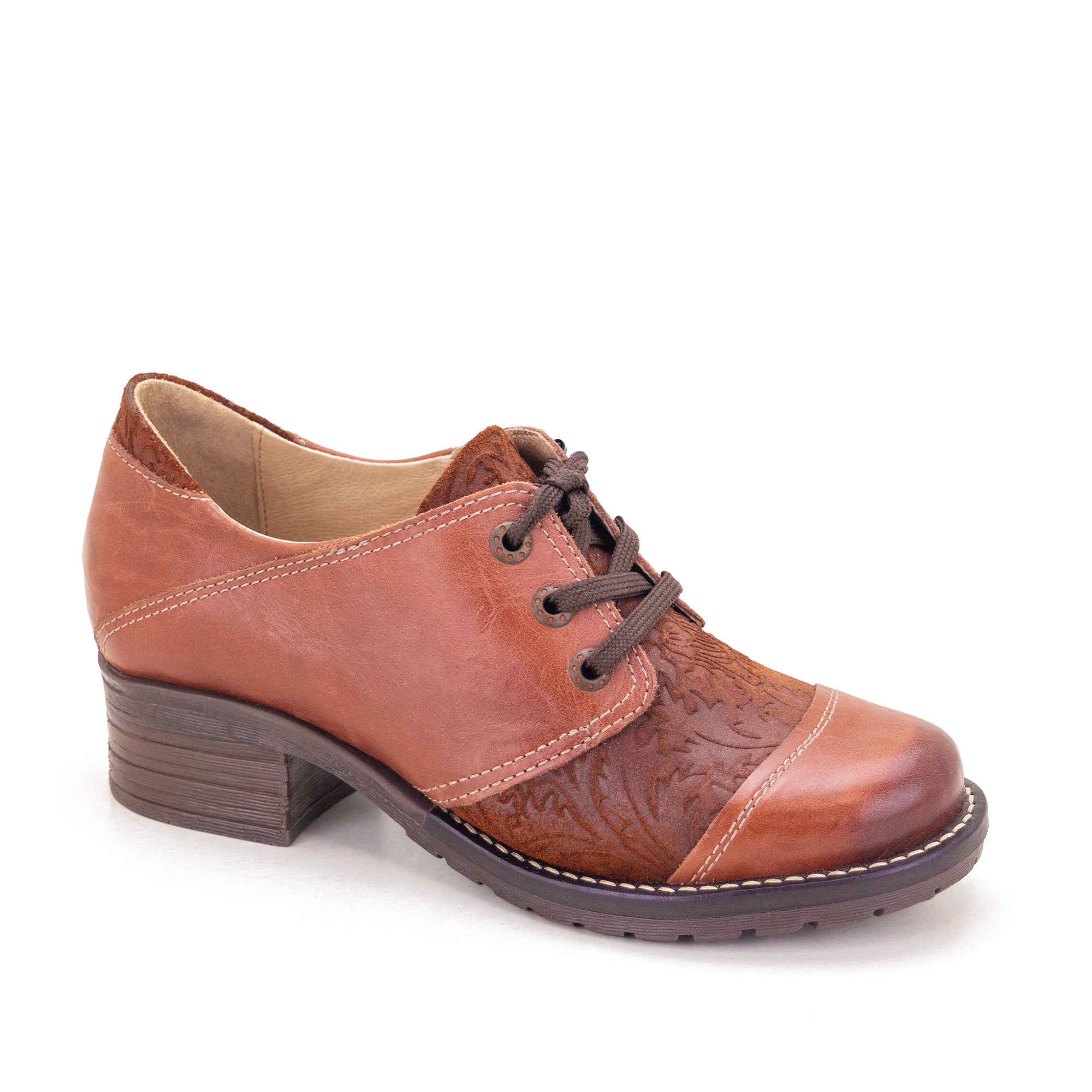 Kalista Leather & Printed Suede Lace-Up Shoes– Dromedaris Footwear