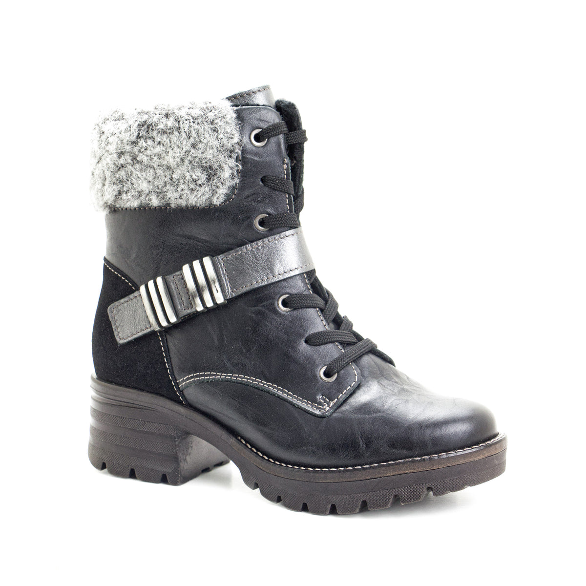 Kameryn Scrunched Leather & Faux Fur Boot