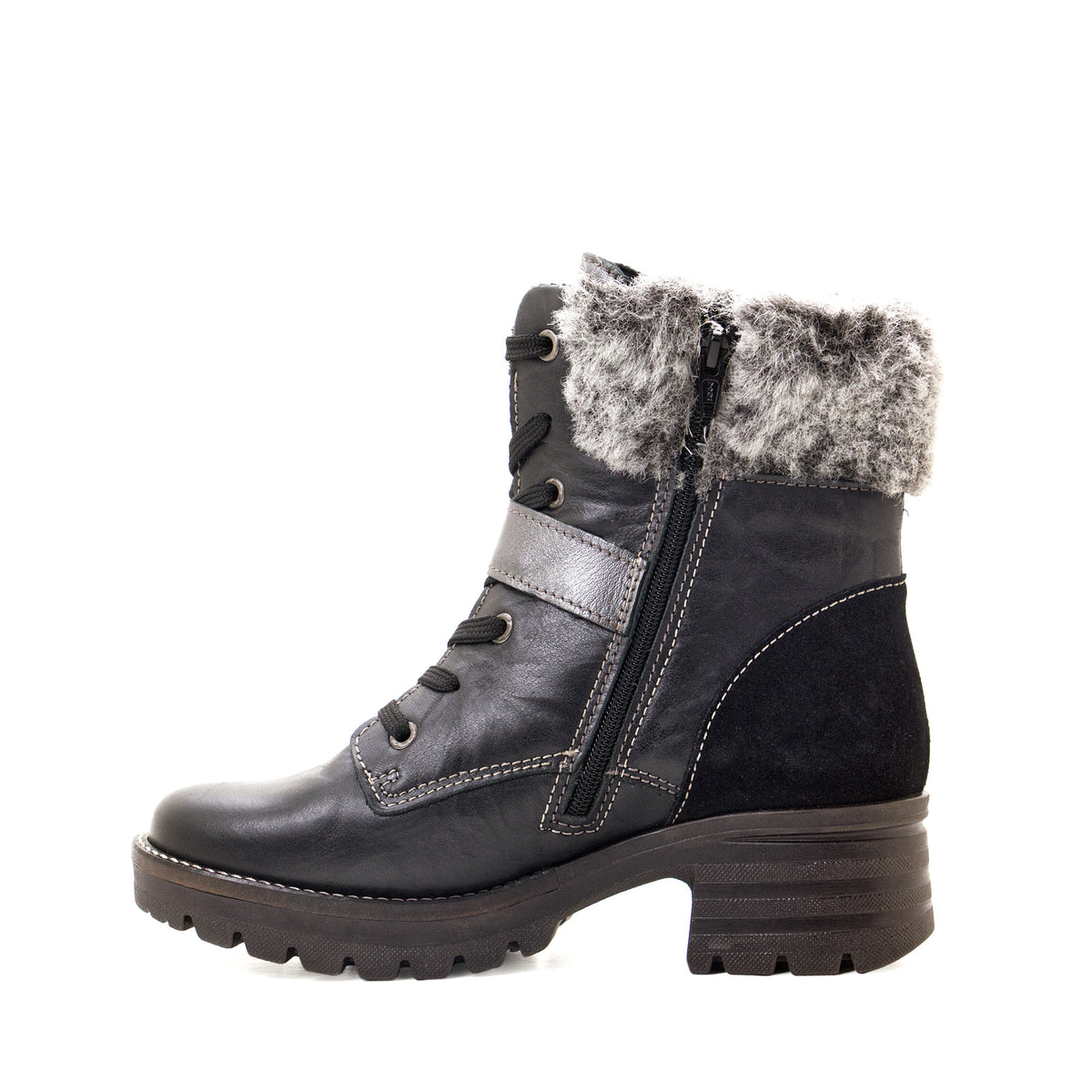 Kameryn Scrunched Leather & Faux Fur Boot