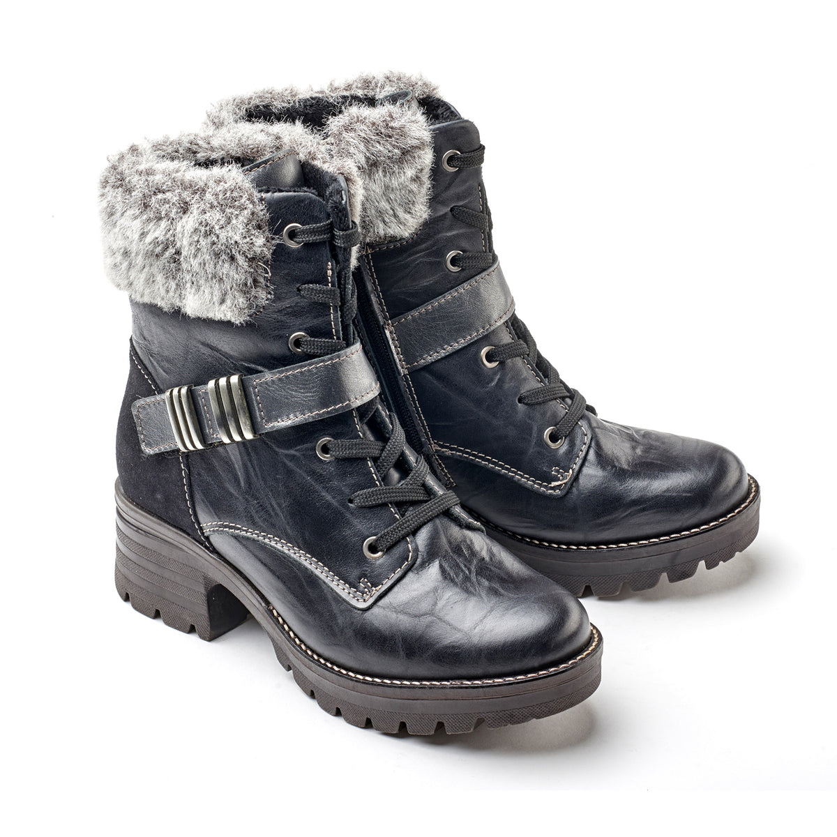 Kameryn Scrunched Leather & Faux Fur Boot