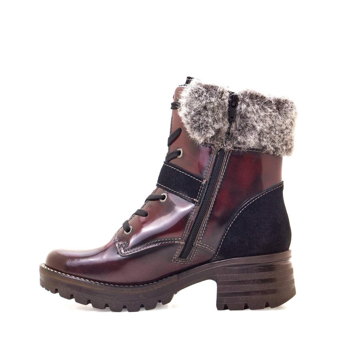 Kameryn Scrunched Leather & Faux Fur Boot