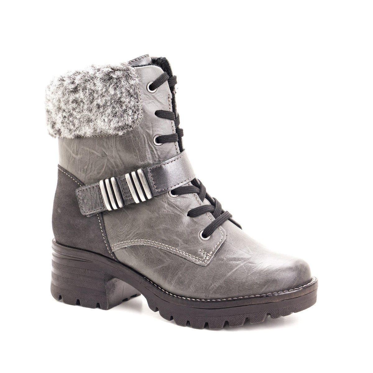 Kameryn Scrunched Leather & Faux Fur Boot