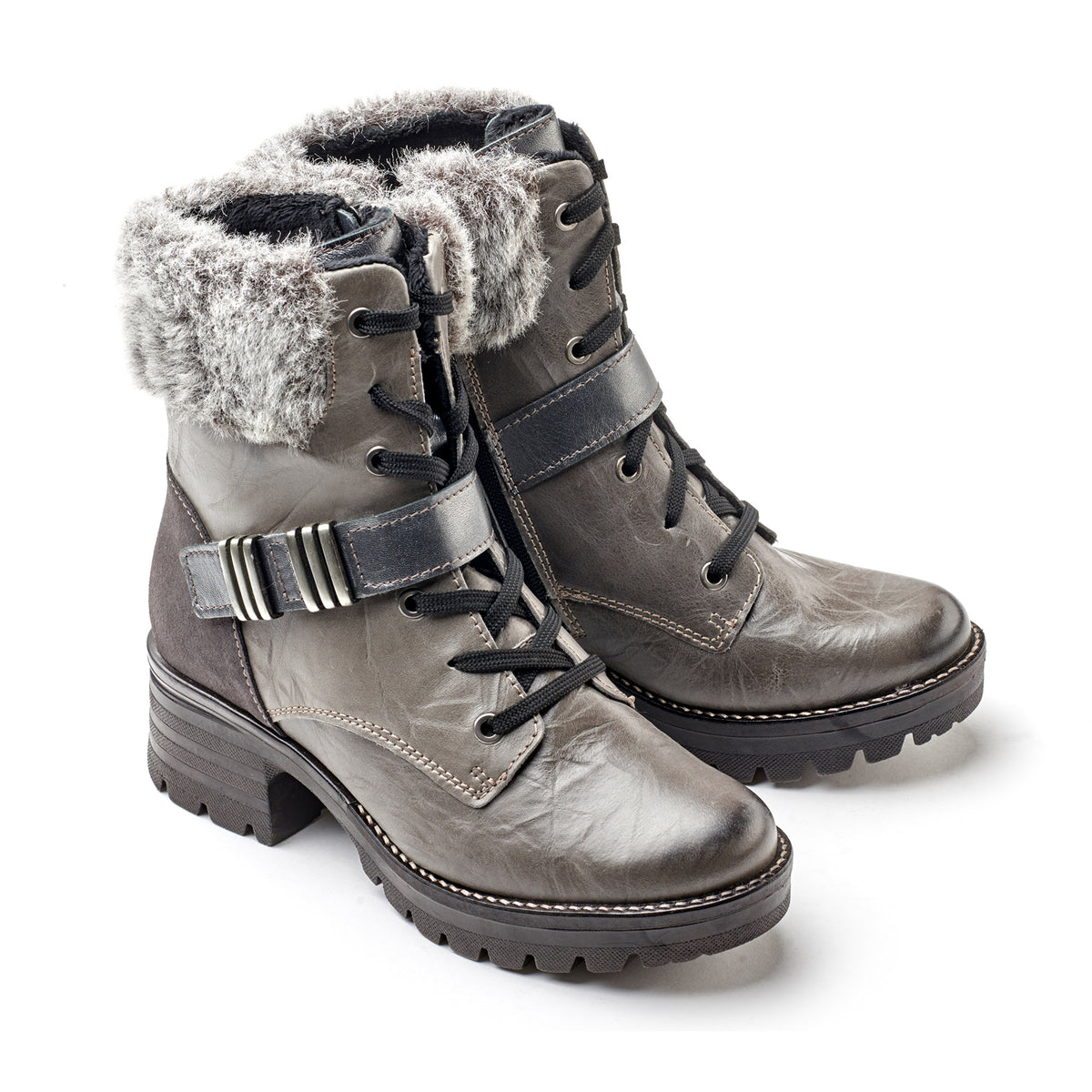 Kameryn Scrunched Leather & Faux Fur Boot