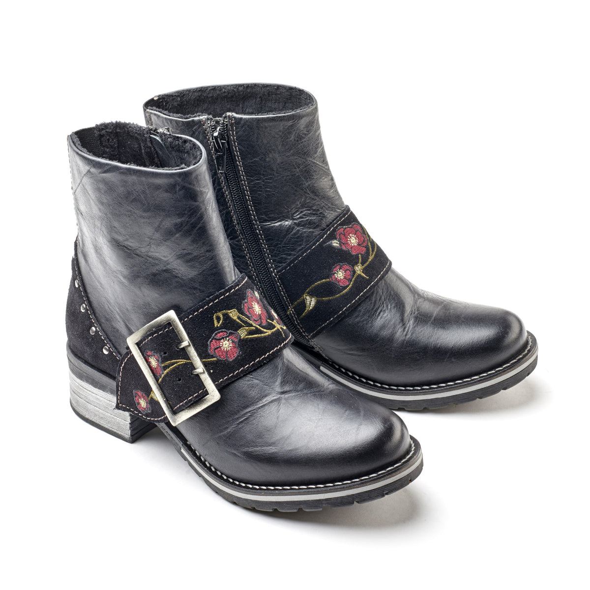 Kamilah Scrunched Leather & Suede Boot