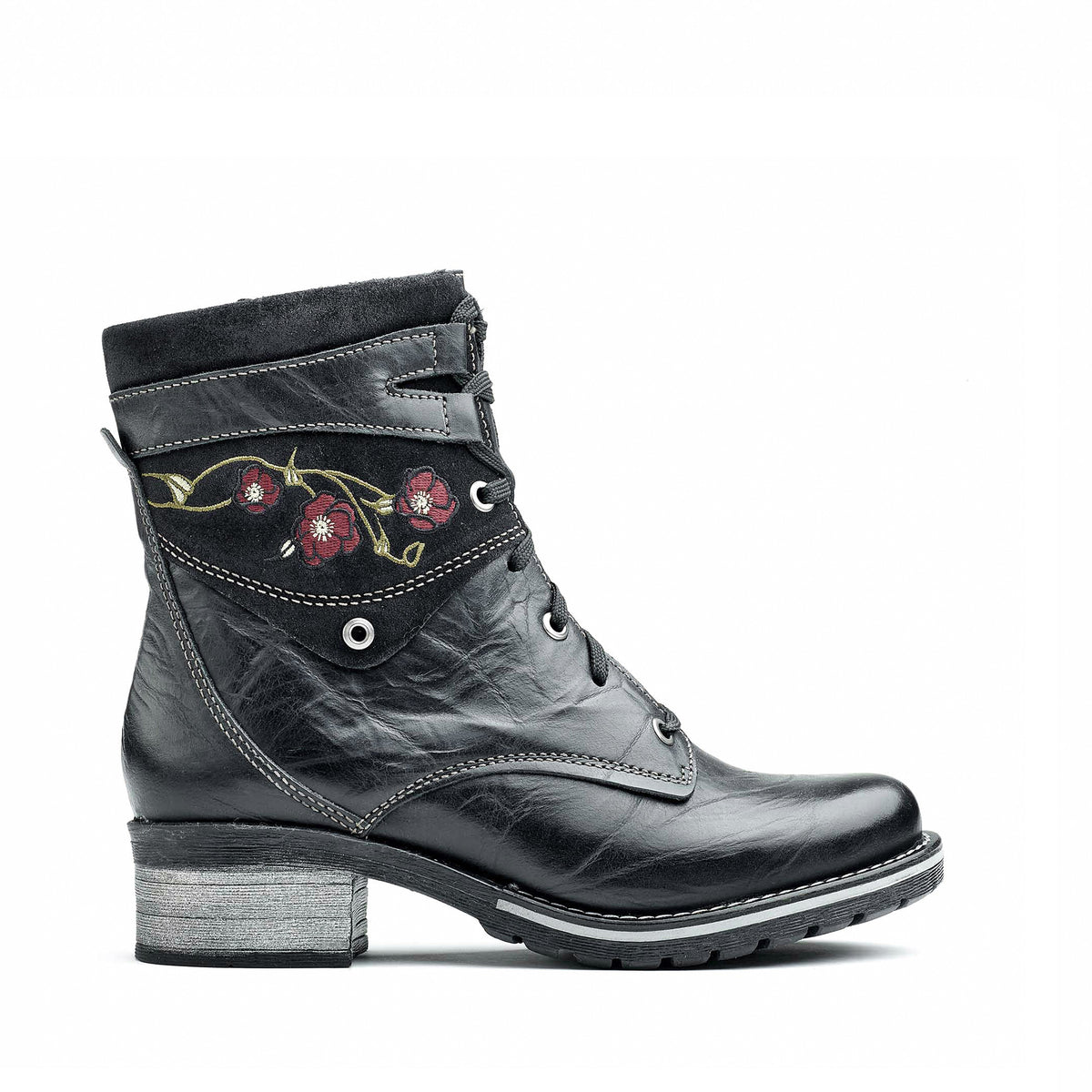 Kara Leather & Embroidery Suede Boot