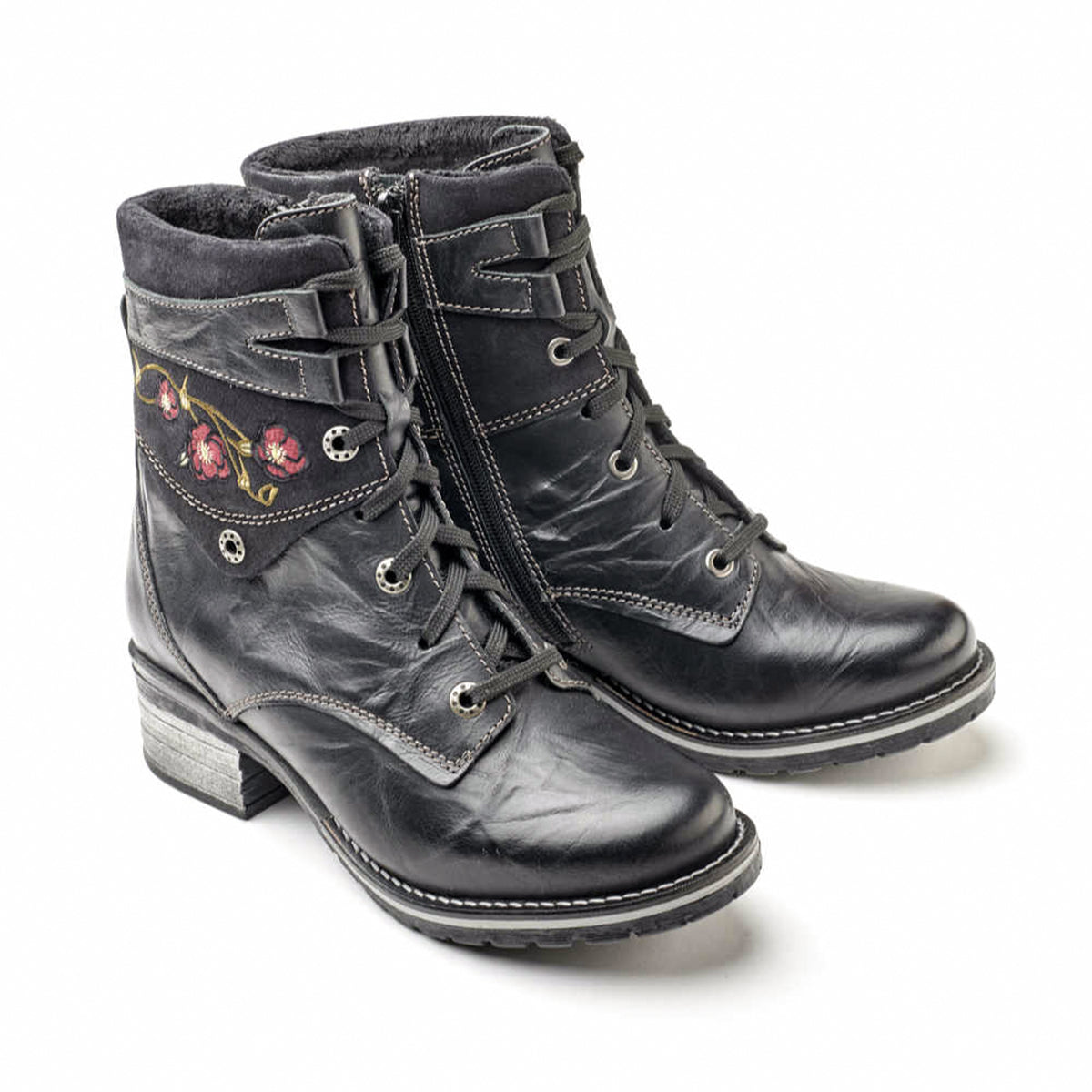 Kara Leather & Embroidery Suede Boot
