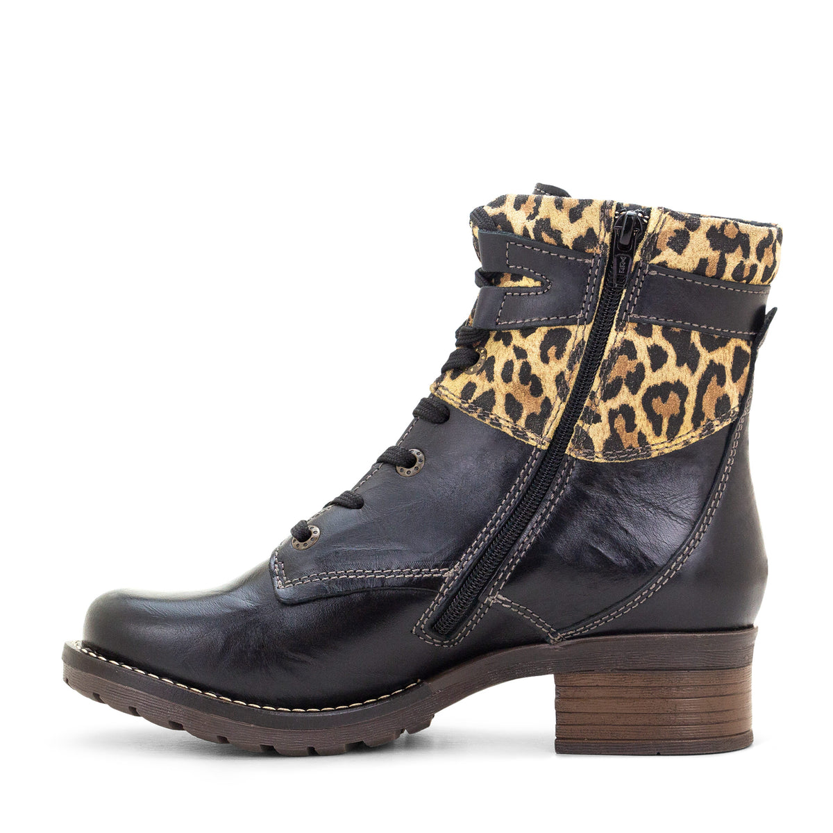 Kara Scrunched Leather & Leopard Boot