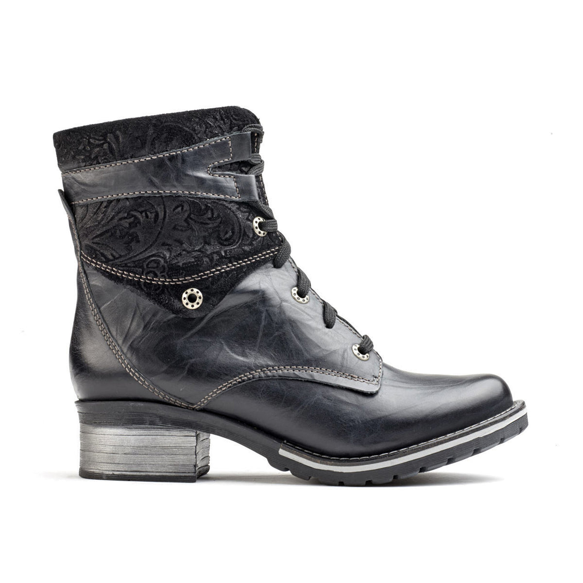 Kara Scrunched Leather & Printed Suede Boot