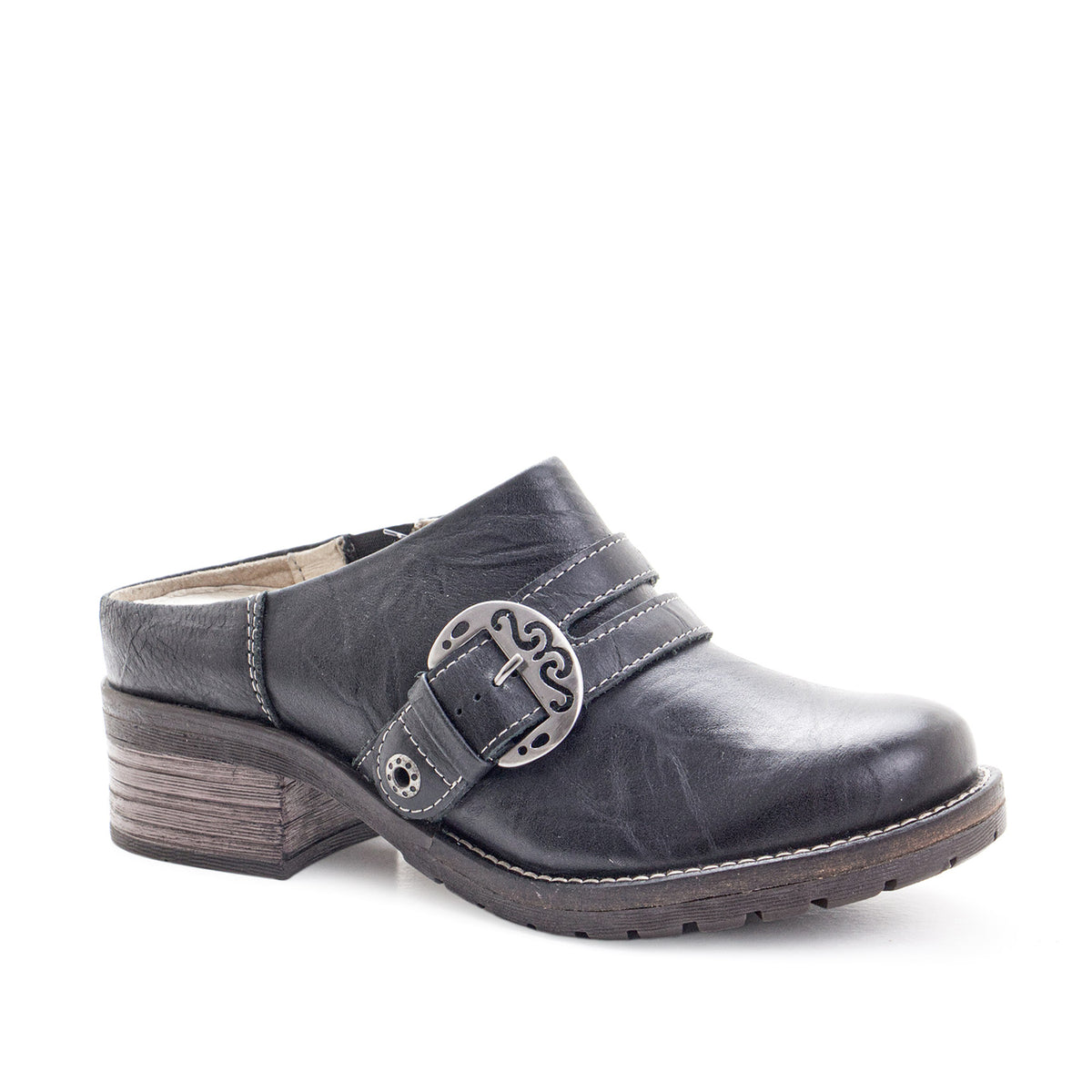 Karina Scrunched Leather Clog Mule