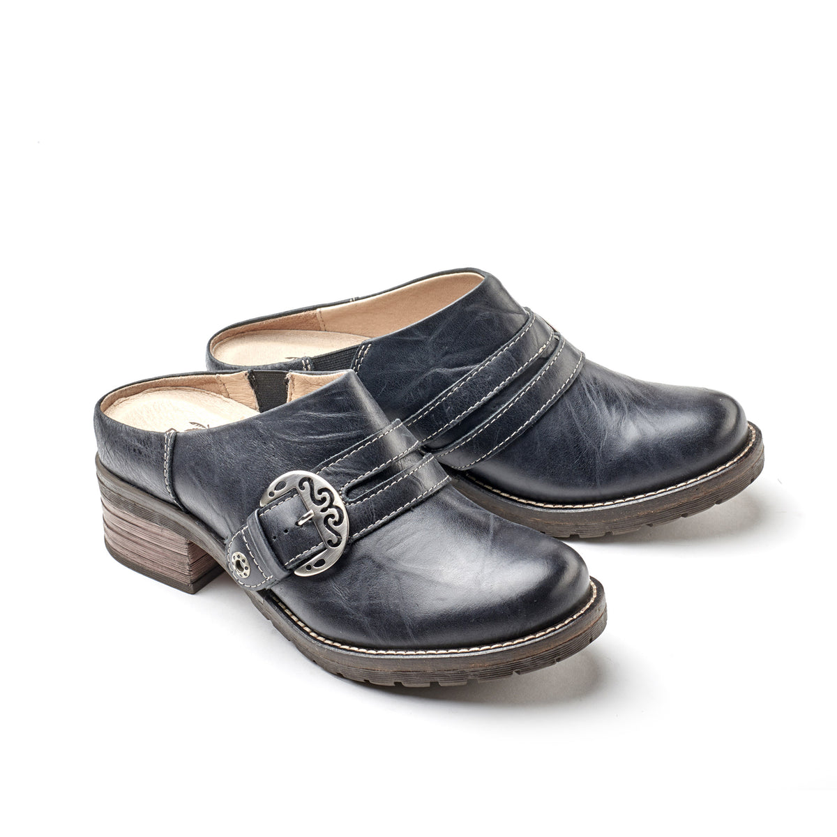 Karina Scrunched Leather Clog Mule