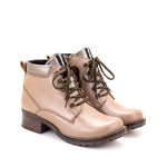 Karolina Metallic Leather Lace-Up Bootie