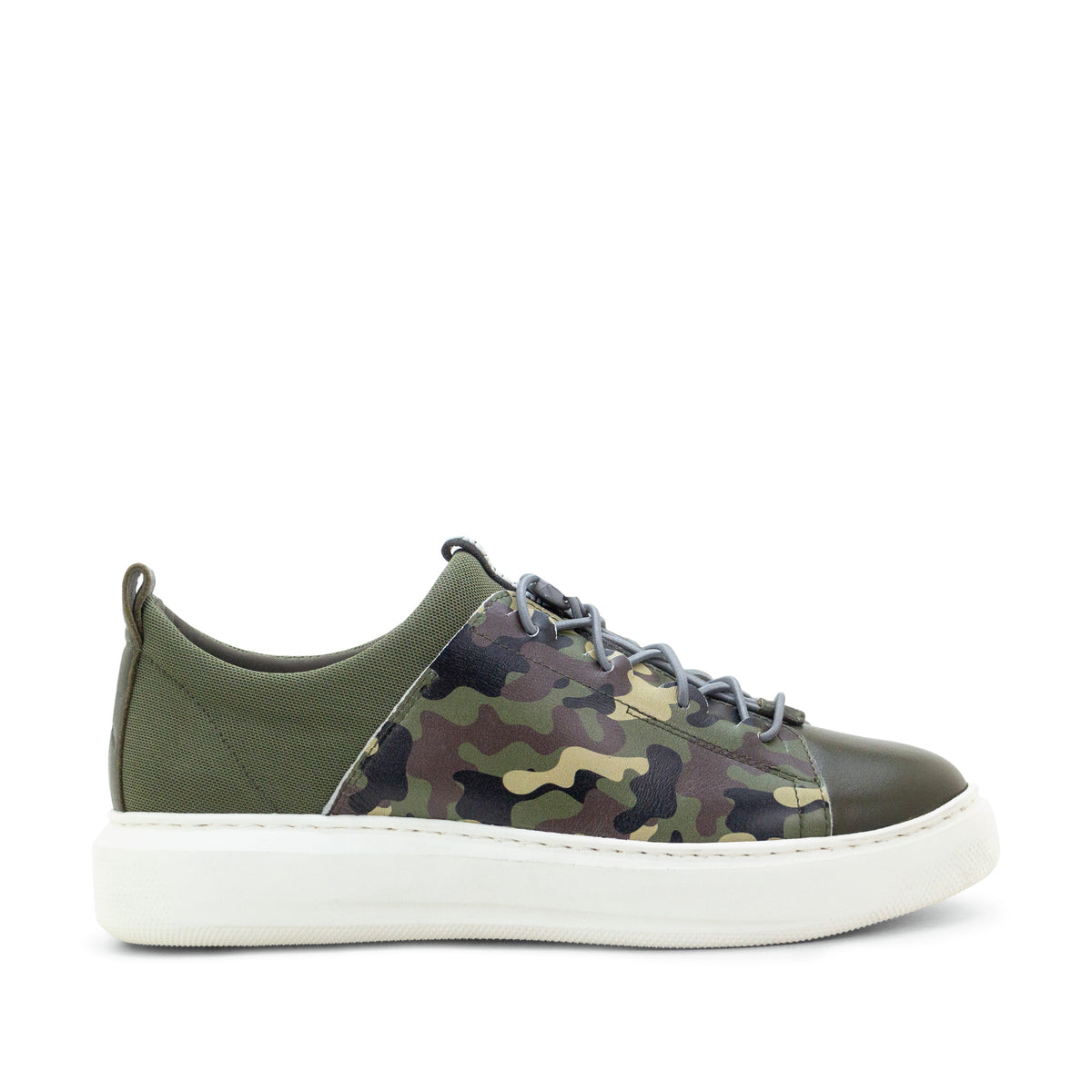 Oyster Bay Leather & Canvas Sneaker - Olive Camo