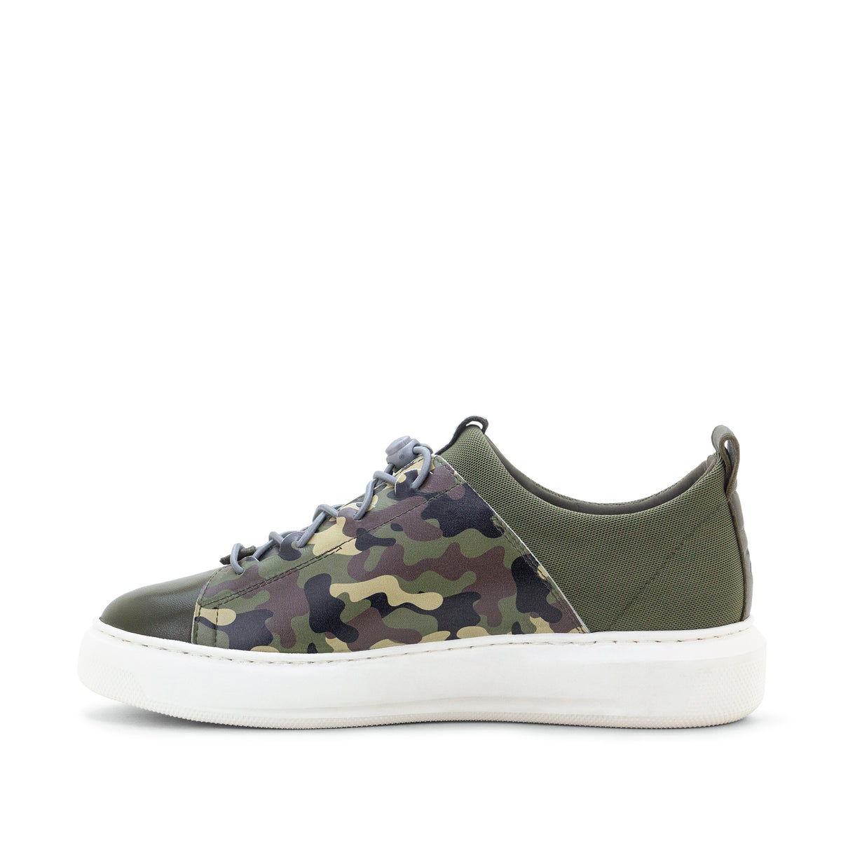 Oyster Bay Leather & Canvas Sneaker - Olive Camo