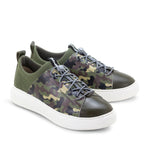 Oyster Bay Leather & Canvas Sneaker - Olive Camo