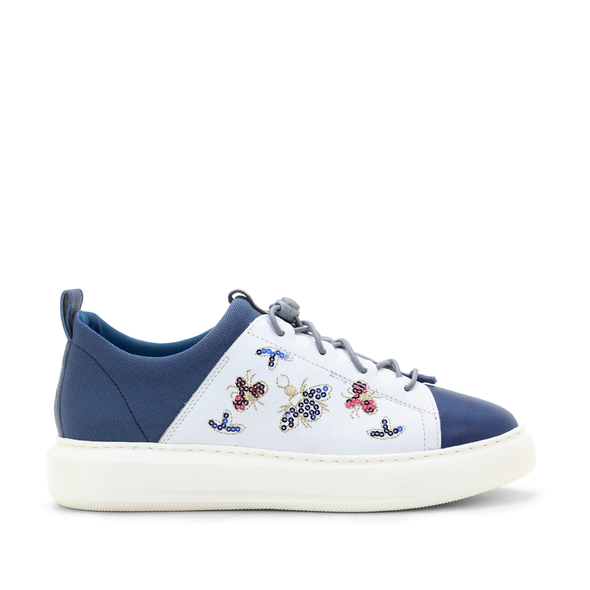 Oyster Bay Leather & Canvas Sneaker - Blue Bee
