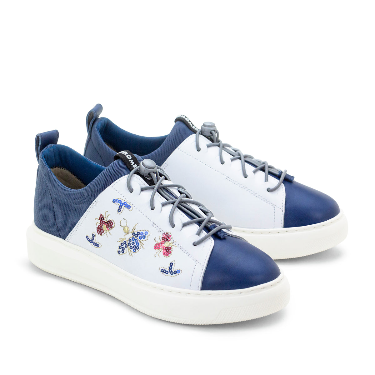 Oyster Bay Leather & Canvas Sneaker - Blue Bee