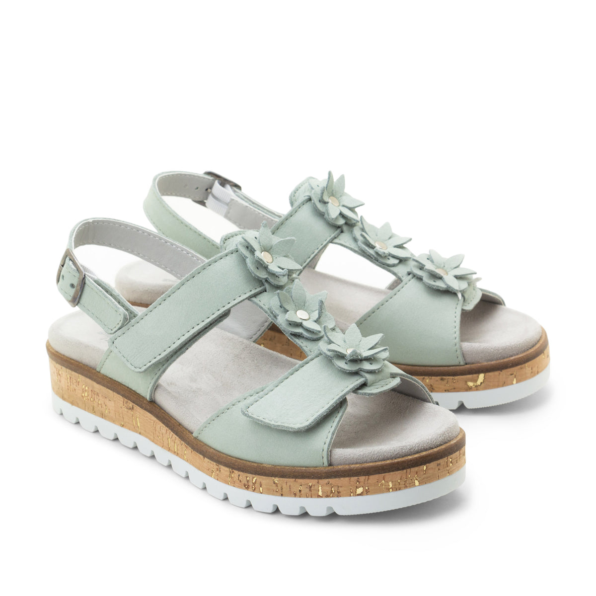 Rosine Leather Flower Adjustable Sandals