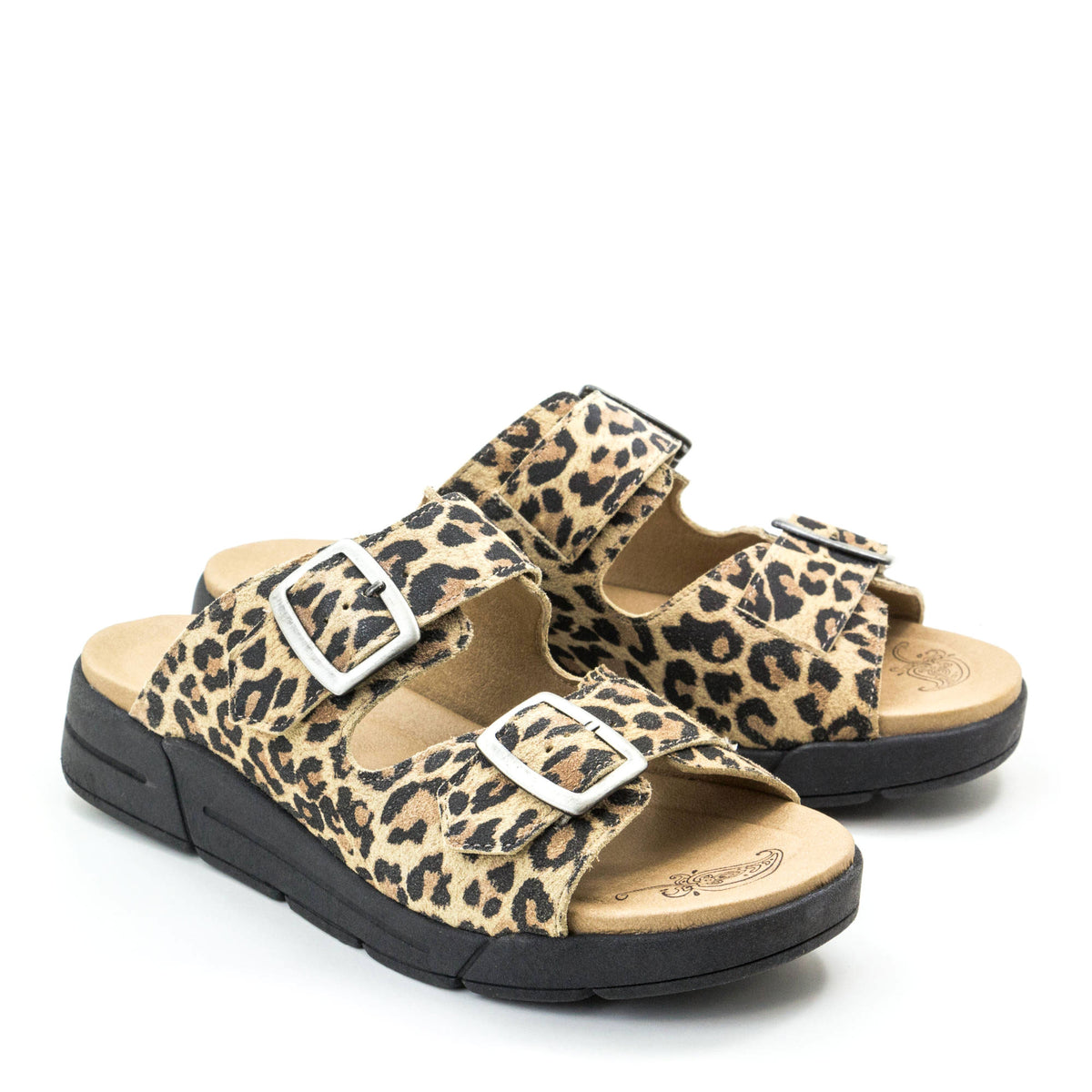 Terry Slip-On Leather Sandal in Animal Prints