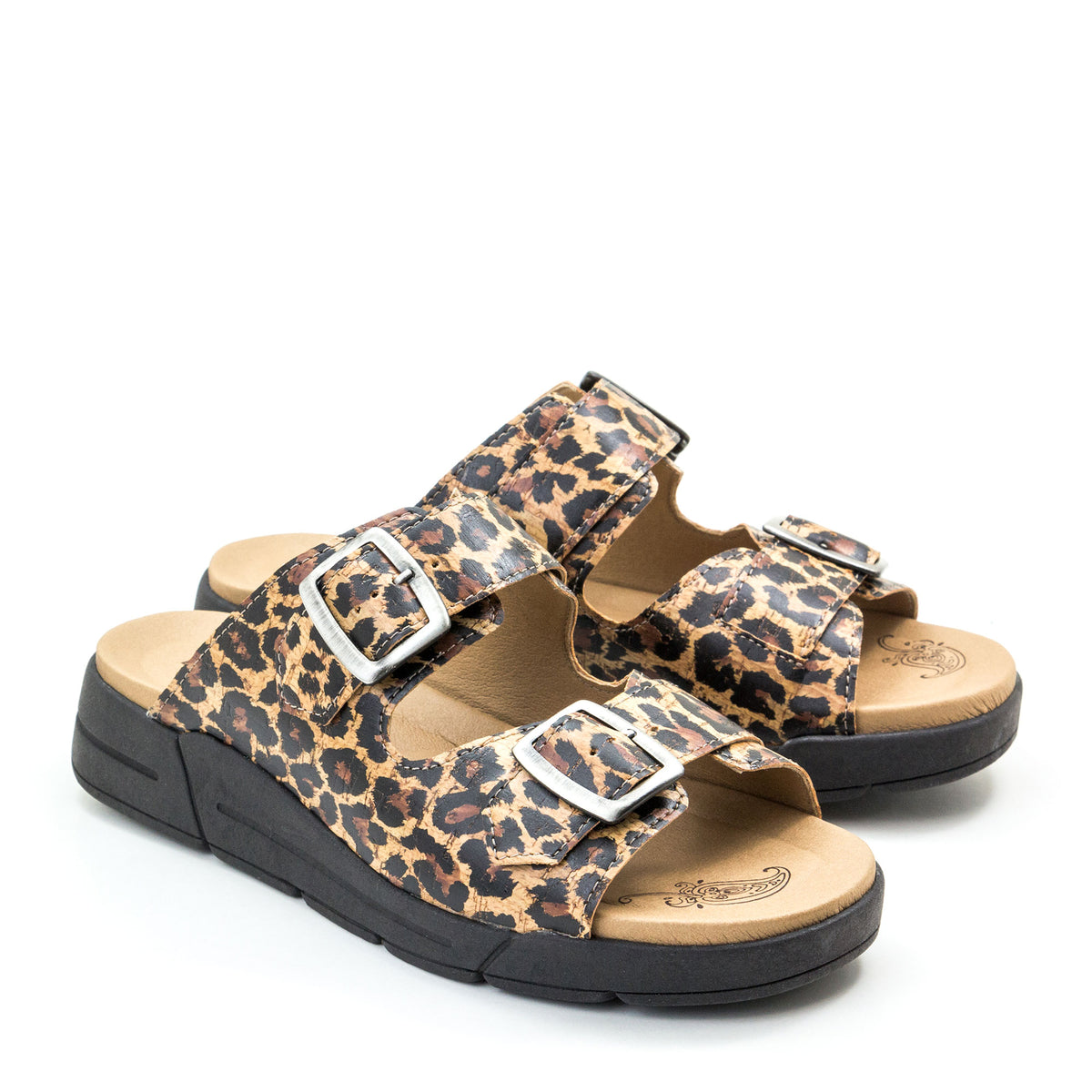 Terry Slip-On Leather Sandal in Animal Prints