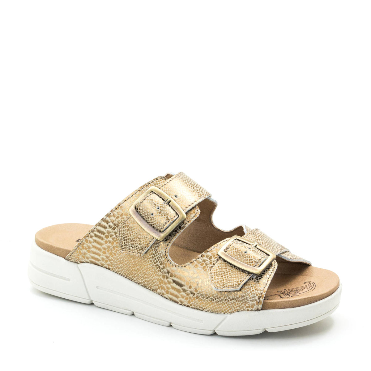 Terry Slip-On Metallic Leather Sandal in Iguana Print