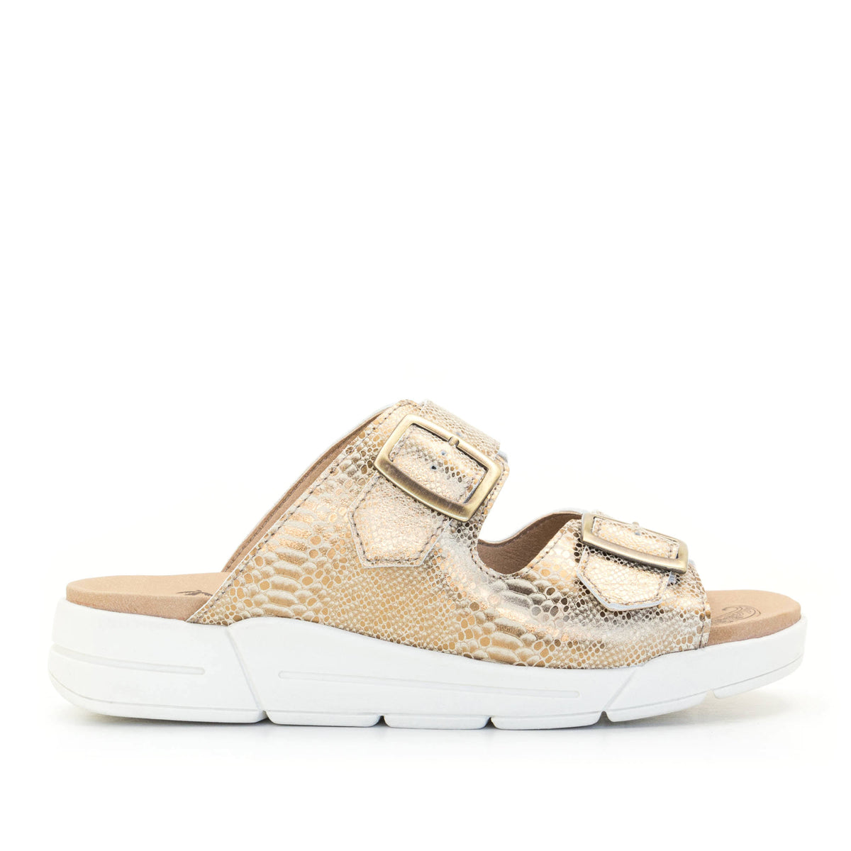 Terry Slip-On Metallic Leather Sandal in Iguana Print
