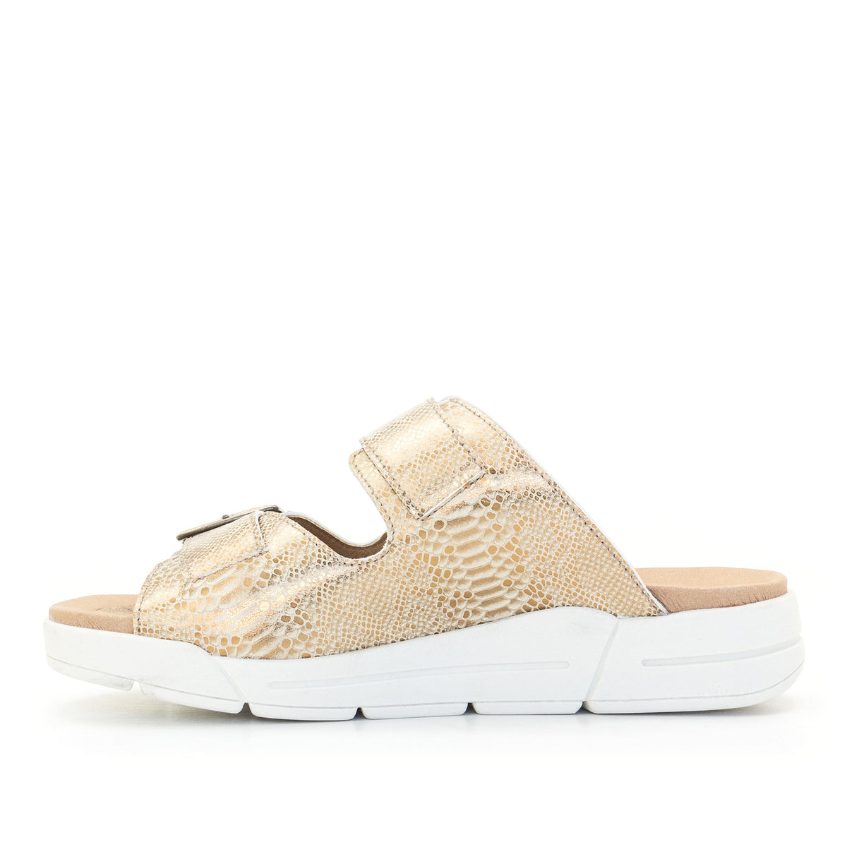 Terry Slip-On Metallic Leather Sandal in Iguana Print