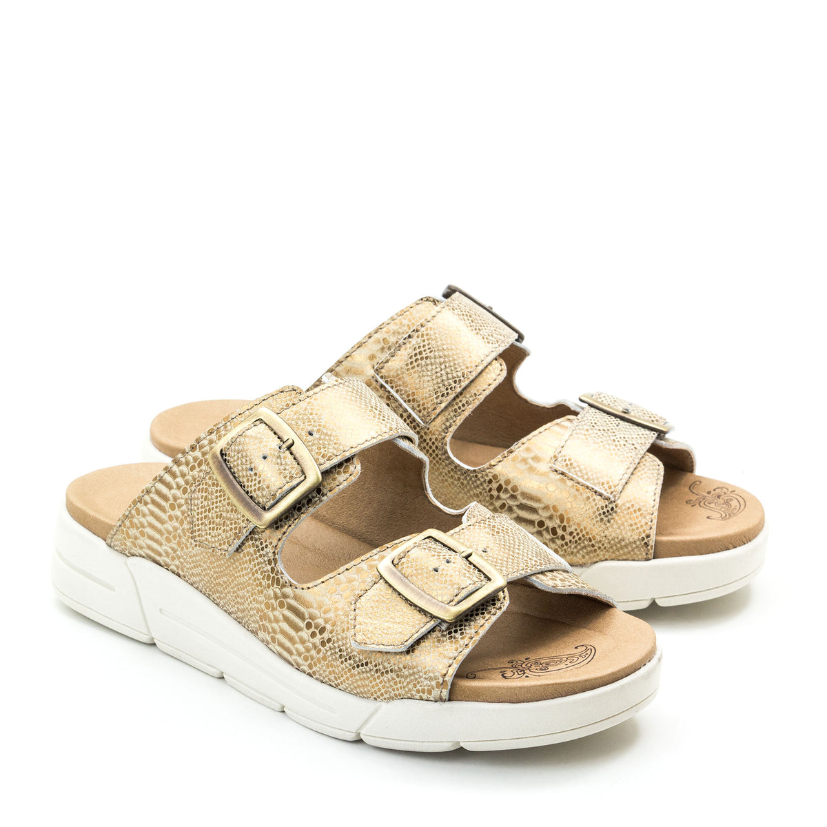 Terry Slip-On Metallic Leather Sandal in Iguana Print