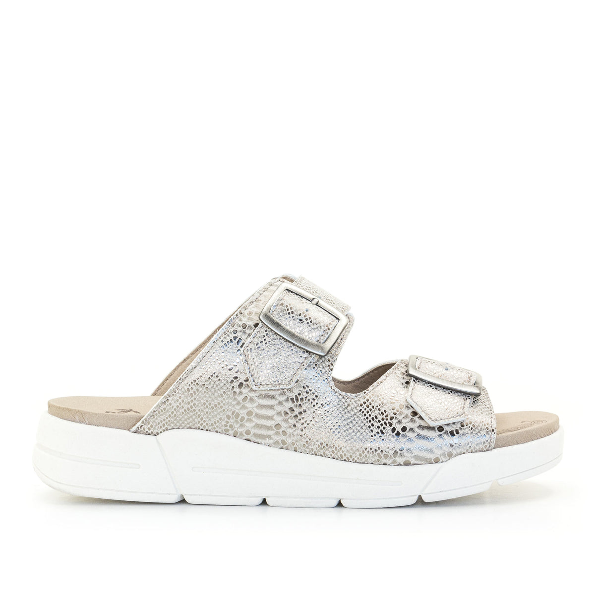 Terry Slip-On Metallic Leather Sandal in Iguana Print