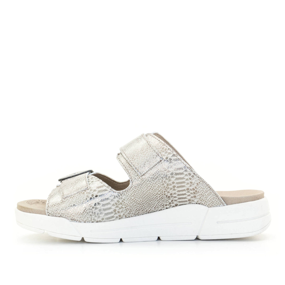 Terry Slip-On Metallic Leather Sandal in Iguana Print