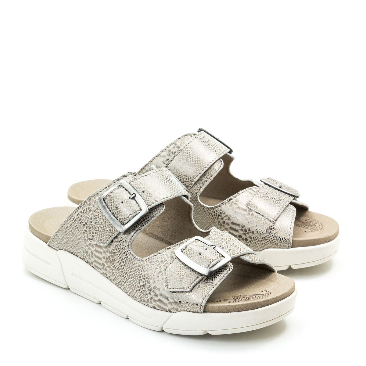 Terry Slip-On Metallic Leather Sandal in Iguana Print