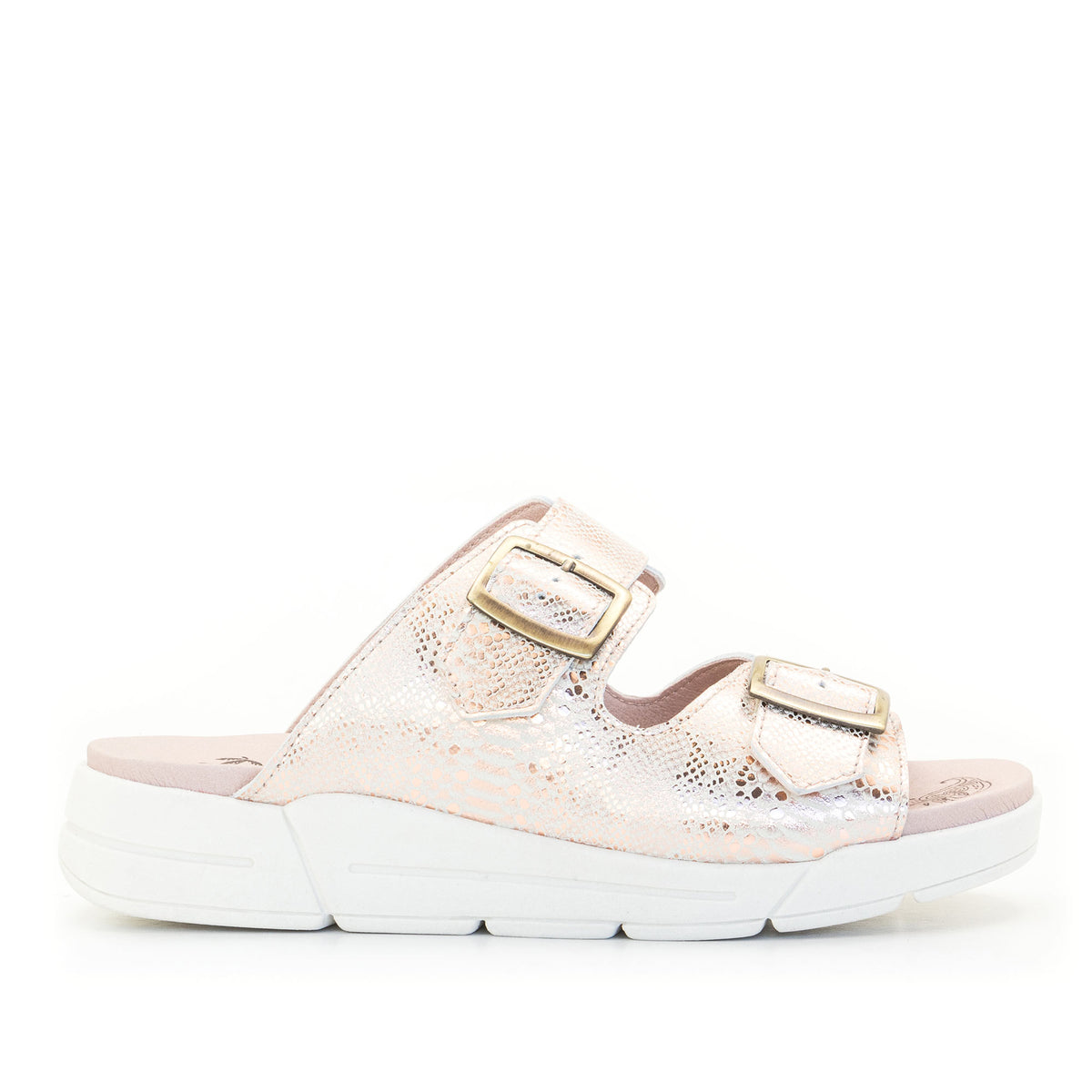 Terry Slip-On Metallic Leather Sandal in Iguana Print