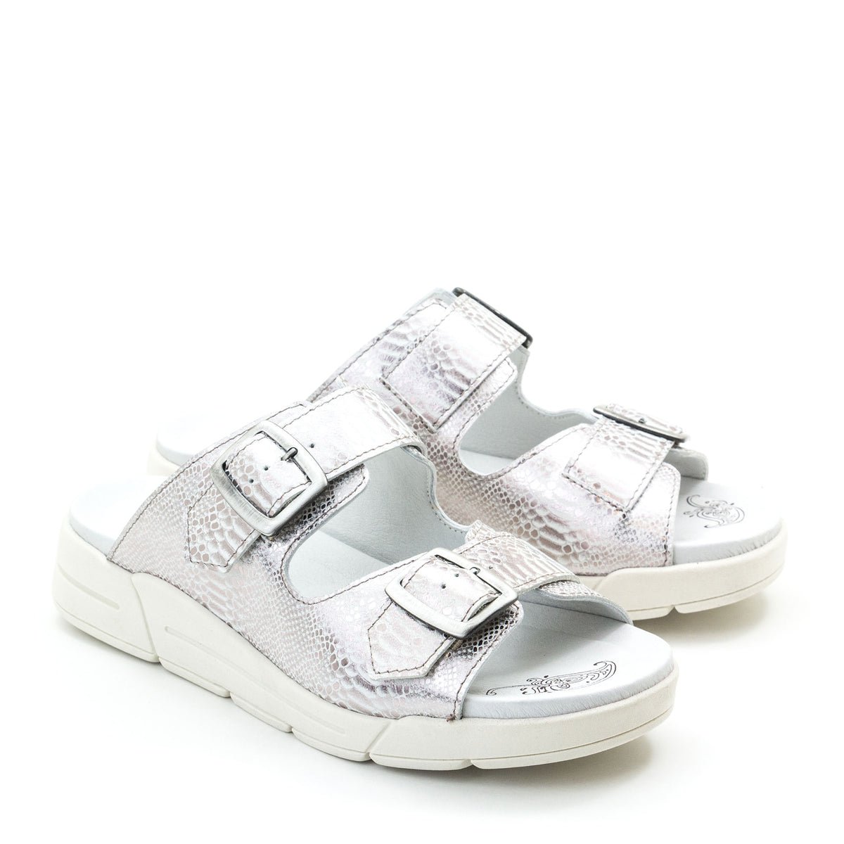 Terry Slip-On Metallic Leather Sandal in Iguana Print