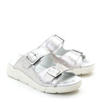 Terry Slip-On Metallic Leather Sandal in Iguana Print