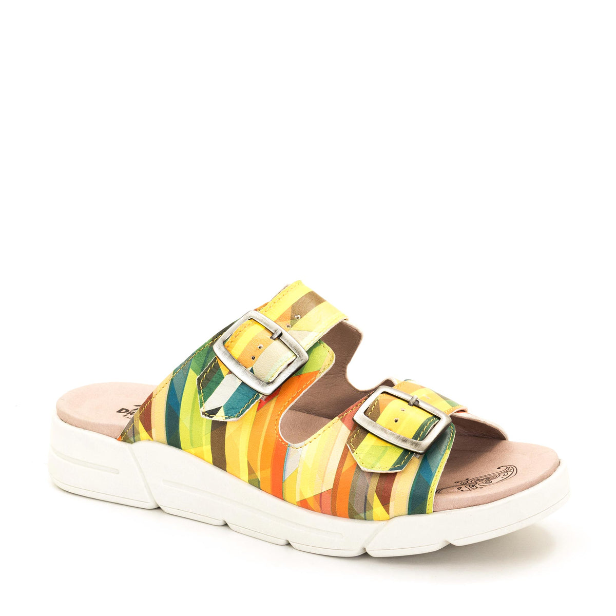 Terry Slip-On Leather Sandal in Colorful Prints