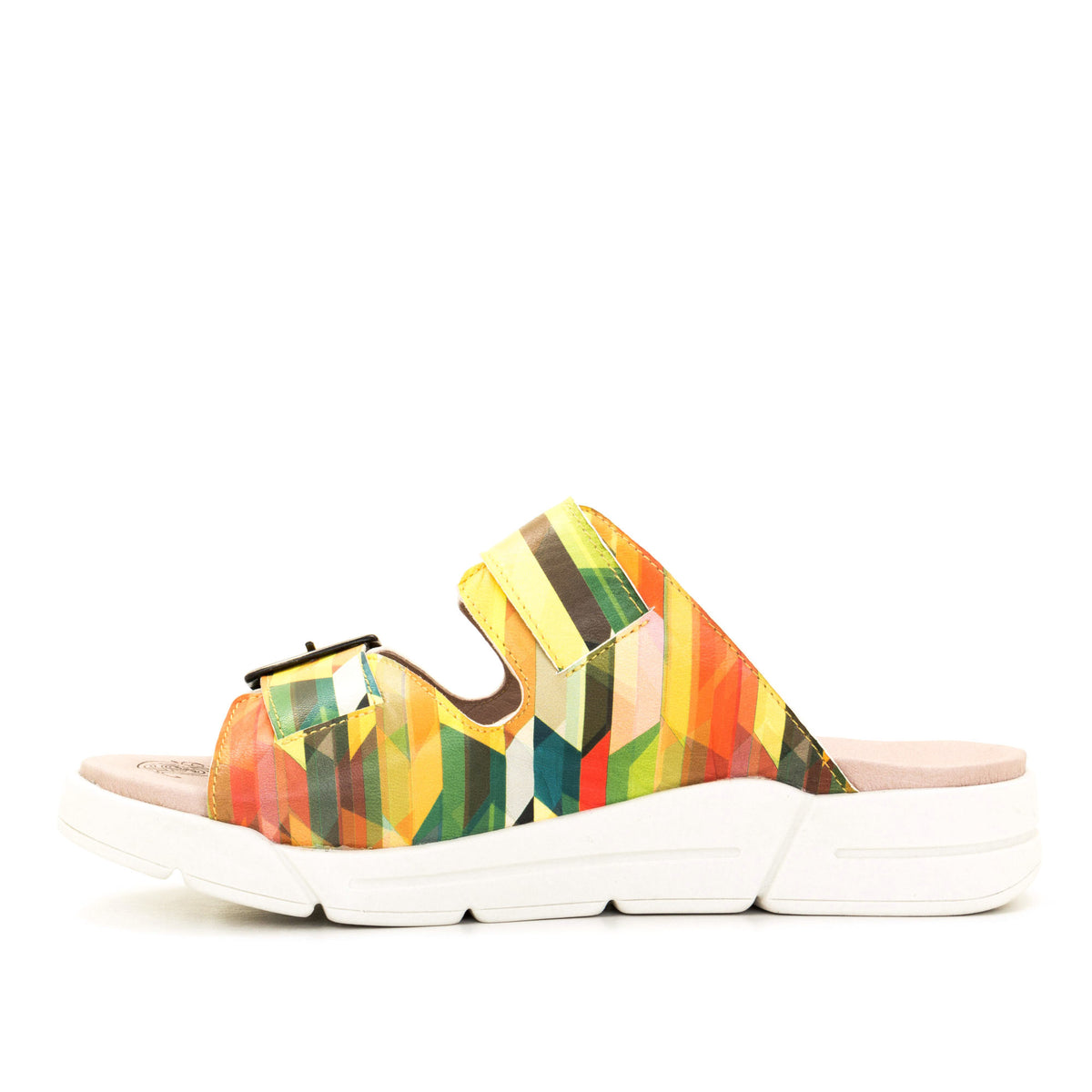 Terry Slip-On Leather Sandal in Colorful Prints