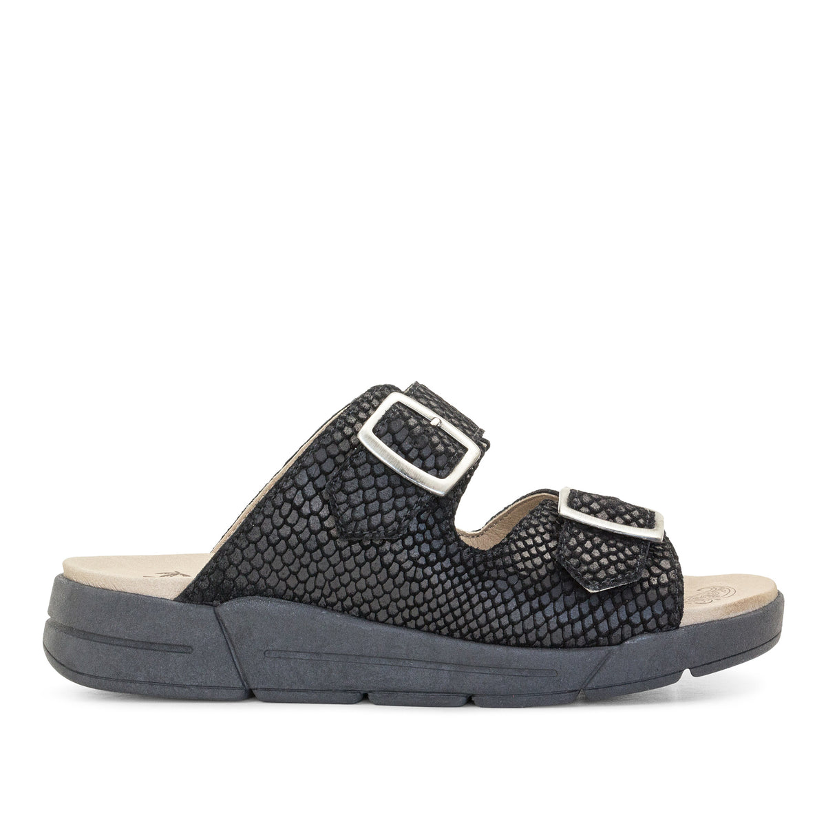 Terry Slip-On Leather Sandal in Colorful Prints