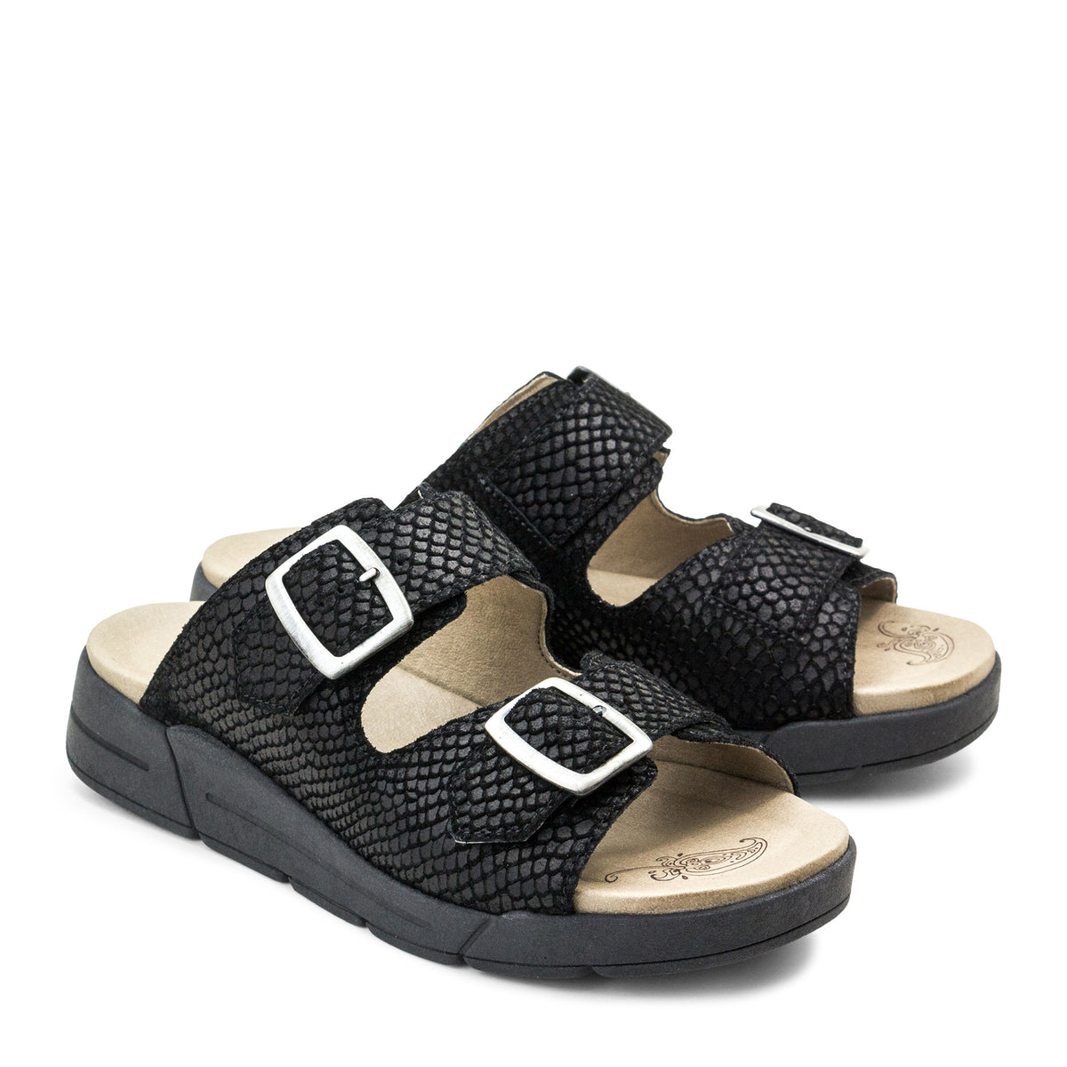 Terry Slip-On Leather Sandal in Colorful Prints