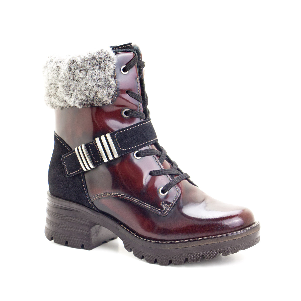 Kameryn Scrunched Leather & Faux Fur Boot