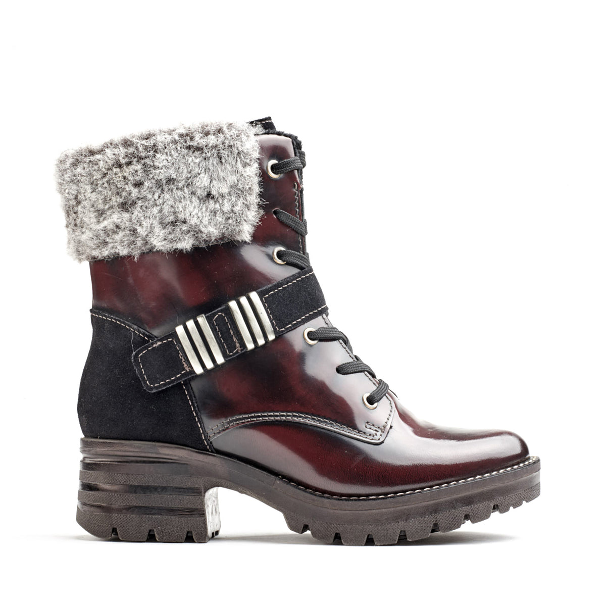 Kameryn Scrunched Leather & Faux Fur Boot