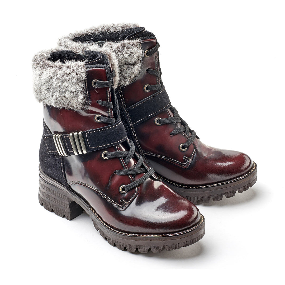 Kameryn Scrunched Leather & Faux Fur Boot